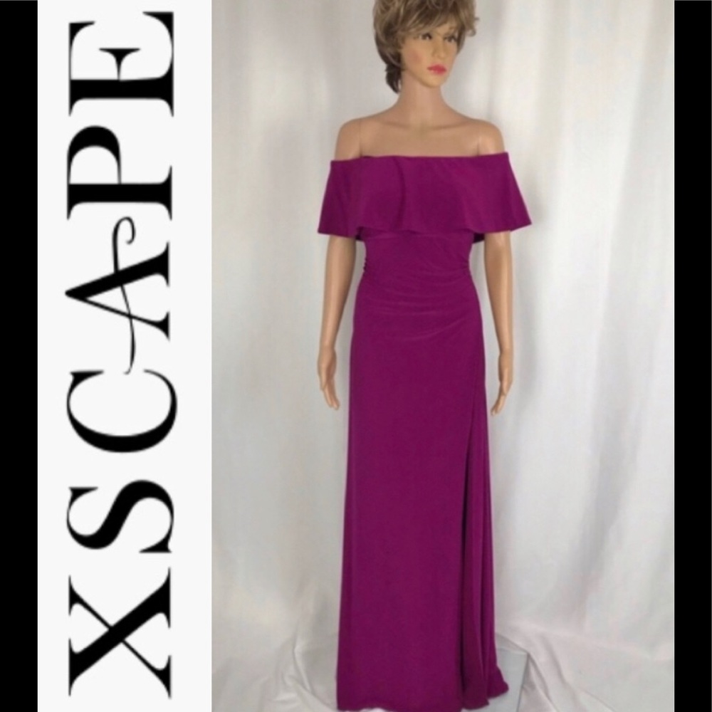 Gorgeous Magenta Off the Shoulder Evening Gown - Picture 1 of 7